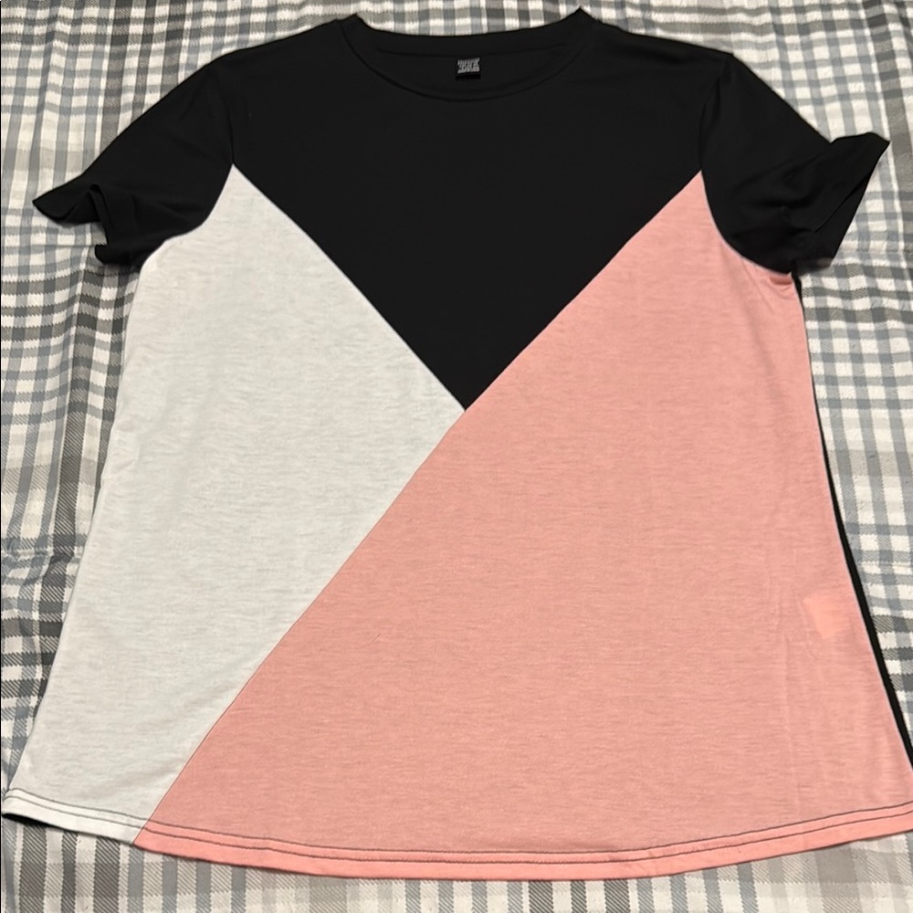 Colorblock Women's Top - Black, Pink, White